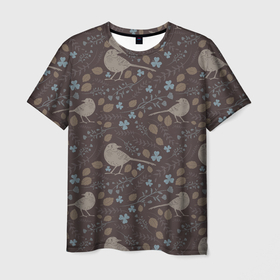 Мужская футболка 3D с принтом Осенняя абстракция в Екатеринбурге, 100% полиэфир | прямой крой, круглый вырез горловины, длина до линии бедер | абстракция | животные | осень | птица | тренд