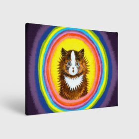 Холст прямоугольный с принтом Радужный кот Луиса Уэйна в Петрозаводске, 100% ПВХ |  | benedict cumberbatch | louis wain | the electrical life | антропоморфный кот | бенедикт камбербэтч | живопись | известный художник | кошак | кошачьи миры луиса уэйна | луис вэйн | луис уэйн | радуга | радужный кот