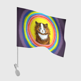 Флаг для автомобиля с принтом Радужный кот Луиса Уэйна в Санкт-Петербурге, 100% полиэстер | Размер: 30*21 см | benedict cumberbatch | louis wain | the electrical life | антропоморфный кот | бенедикт камбербэтч | живопись | известный художник | кошак | кошачьи миры луиса уэйна | луис вэйн | луис уэйн | радуга | радужный кот