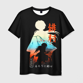 Мужская футболка 3D с принтом Бродяга Кэнсин   Химура , 100% полиэфир | прямой крой, круглый вырез горловины, длина до линии бедер | rk | ruroken | rurouni kenshin | samurai x | аниме | бродяга кэнсин | манга | самурай икс | химура