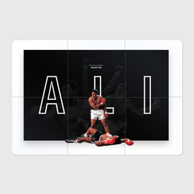 Магнитный плакат 3Х2 с принтом Али над соперником в Санкт-Петербурге, Полимерный материал с магнитным слоем | 6 деталей размером 9*9 см | Тематика изображения на принте: box | muhammad ali | sport | sports | sportsmen | бокс | легенда | мухаммад али | мухаммед | спорт | спортсмен