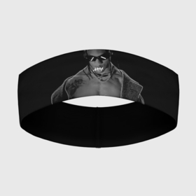 Повязка на голову 3D с принтом Travis in black в Санкт-Петербурге,  |  | hip hop | rap | rep | travis scott | исполнители | исполнитель | музыка | реп | трвис скотт | тревис скотт