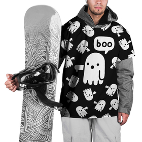 Накидка на куртку 3D с принтом BOO ПРИВЕДЕНИЕ ХЕЛЛОУИН в Екатеринбурге, 100% полиэстер |  | bats | bones | ghost | halloween | pumpkin | skull | кости | летучие мыши | приведение | призрак | скелет | тыква | хеллоуин | хоррор | хэллоуин