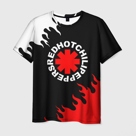 Мужская футболка 3D с принтом RED HOT CHILI PEPPERS,  RHCP в Кировске, 100% полиэфир | прямой крой, круглый вырез горловины, длина до линии бедер | bright | fire | flame | heat | light | red hot chili peppers  rhcp | wildfire | искры | огненный | огонь | пламя | пожар