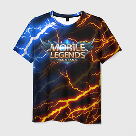 Мужская футболка 3D с принтом Mobile Legends разряды молний   flash в Новосибирске, 100% полиэфир | прямой крой, круглый вырез горловины, длина до линии бедер | 515 unite | bang bang | battle arena | moba | mobile legends | mobile legends bang bang | online battle arena | банг банг | моба | мобайл легенд | мобиле легендс