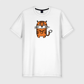 Мужская футболка хлопок Slim с принтом Тигр, который сердит в Кировске, 92% хлопок, 8% лайкра | приталенный силуэт, круглый вырез ворота, длина до линии бедра, короткий рукав | большая кошка | год тигра | зверь | иллюстрация | кошачьи | персонаж | сердитый | тигр | тигренок | тигрица | тигры