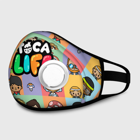 Маска из неопрена с принтом TOCA BOCA LIFE ПЕРСОНАЖИ в городе Новоалтайск, неопрен 100% | Форма огибающая нос. Резинки для ушей с дополнительной резинкой на затылке. Клапан для выдоха для активного дыхания при занятиях спортом. Эластичный материал маски и окантовки для лучшего растяжения и прилегания маски.  | Тематика изображения на принте: digital toys | gamer | games | helicopter taxi | pets | toca boca | toca hair salon | toca kitchen | toca life | toca life city | toca life worl | toca tea party | video games | игры