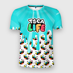 Мужская футболка 3D Slim с принтом TOGA LIFE в Тюмени, 100% полиэстер с улучшенными характеристиками | приталенный силуэт, круглая горловина, широкие плечи, сужается к линии бедра | game | toca life world | toga life | жизнь тоги | игра | тока | тока жизнь