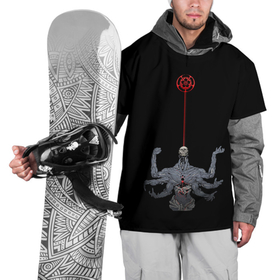 Накидка на куртку 3D с принтом ложный бог в Кировске, 100% полиэстер |  | Тематика изображения на принте: armed | false | god | hands | multi | scull | кровь | многорукий | руки | череп