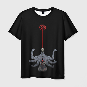 Мужская футболка 3D с принтом ложный бог в Кировске, 100% полиэфир | прямой крой, круглый вырез горловины, длина до линии бедер | armed | false | god | hands | multi | scull | кровь | многорукий | руки | череп