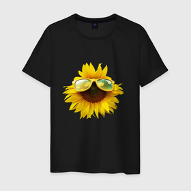 Мужская футболка хлопок с принтом Солнце в очках в Екатеринбурге, 100% хлопок | прямой крой, круглый вырез горловины, длина до линии бедер, слегка спущенное плечо. | анимация | иллюстрация | очки | позитив | рисунок | солнце