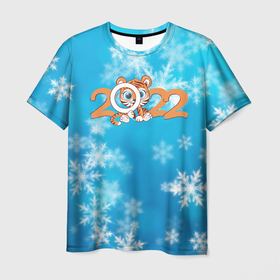 Мужская футболка 3D с принтом Новый год Тигра 2022 Рождество в Петрозаводске, 100% полиэфир | прямой крой, круглый вырез горловины, длина до линии бедер | 2022 | год тигра | новый год | новый год 2022 | символ года | тигр | тигренок | тигрица | тигры