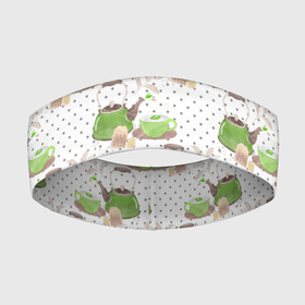 Повязка на голову 3D с принтом Зеленый чай в Тюмени,  |  | заварка | зеленый чай | чаепитие | чай | чайник