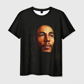 Мужская футболка 3D с принтом Bob Marley Art в Белгороде, 100% полиэфир | прямой крой, круглый вырез горловины, длина до линии бедер | Тематика изображения на принте: bob marley | reggi | reggy | боб марли | исполнители | исполнитель | музыка | регги