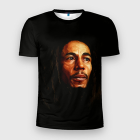 Мужская футболка 3D Slim с принтом Bob Marley Art в Курске, 100% полиэстер с улучшенными характеристиками | приталенный силуэт, круглая горловина, широкие плечи, сужается к линии бедра | bob marley | reggi | reggy | боб марли | исполнители | исполнитель | музыка | регги
