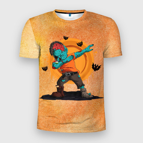 Мужская футболка 3D Slim с принтом Дэб в Белгороде, 100% полиэстер с улучшенными характеристиками | приталенный силуэт, круглая горловина, широкие плечи, сужается к линии бедра | halloween | арт | графика | зомби | мистика | праздник | тыква | ужасы | хэллоуин