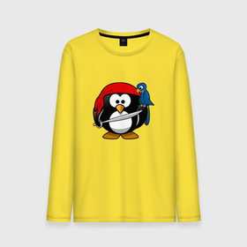 Мужской лонгслив хлопок с принтом Пингвин пират в Кировске, 100% хлопок |  | Тематика изображения на принте: linux | иллюстрация | линукс | пингвин | пират | попугай | птица | рисунок