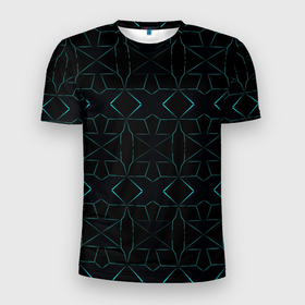 Мужская футболка 3D Slim с принтом SpaceX Панели Неон в Тюмени, 100% полиэстер с улучшенными характеристиками | приталенный силуэт, круглая горловина, широкие плечи, сужается к линии бедра | Тематика изображения на принте: икс | илон | минимализм | неон | полосы | свечение | спейс