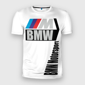 Мужская футболка 3D Slim с принтом BMW  Motorsport в Курске, 100% полиэстер с улучшенными характеристиками | приталенный силуэт, круглая горловина, широкие плечи, сужается к линии бедра | bmw | автоспорт | бмв | логотипы | надписи | немецкая классика | немецкие машины