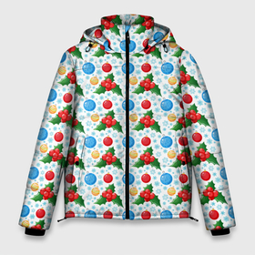 Мужская зимняя куртка 3D с принтом Новогодняя Символика (украшения) в Екатеринбурге, верх — 100% полиэстер; подкладка — 100% полиэстер; утеплитель — 100% полиэстер | длина ниже бедра, свободный силуэт Оверсайз. Есть воротник-стойка, отстегивающийся капюшон и ветрозащитная планка. 

Боковые карманы с листочкой на кнопках и внутренний карман на молнии. | christmas | merry christmas | santa claus | дед мороз | ёлка | елочные шары | игрушки | новый год | подарок | праздник | рождество | с новым годом | сантаклаус | снежинки | украшения