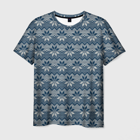 Мужская футболка 3D с принтом Северные Узоры (алатырь) в Новосибирске, 100% полиэфир | прямой крой, круглый вырез горловины, длина до линии бедер | merry christmas | алатырь | бабушкин свитер | новый год | орнамент | подарок | рождество | свитер | свитер с оленями | северные узоры | снежинки