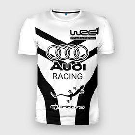 Мужская футболка 3D Slim с принтом Audi  Quattro в Белгороде, 100% полиэстер с улучшенными характеристиками | приталенный силуэт, круглая горловина, широкие плечи, сужается к линии бедра | audi | ауди | гонки | логотипы | надписи | немецкая классика | немецкие машины