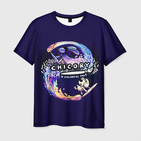 Мужская футболка 3D с принтом Chicory: A Colorful Tale GAME в Новосибирске, 100% полиэфир | прямой крой, круглый вырез горловины, длина до линии бедер | chicory | chicory a colorful tale | детская игра | игра | раскраска | цветная сказка | цикория