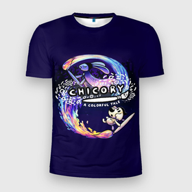 Мужская футболка 3D Slim с принтом Chicory: A Colorful Tale GAME в Новосибирске, 100% полиэстер с улучшенными характеристиками | приталенный силуэт, круглая горловина, широкие плечи, сужается к линии бедра | chicory | chicory a colorful tale | детская игра | игра | раскраска | цветная сказка | цикория
