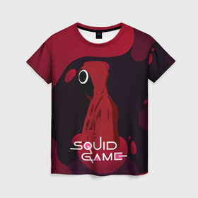 Женская футболка 3D с принтом Игра в     кальмара , 100% полиэфир ( синтетическое хлопкоподобное полотно) | прямой крой, круглый вырез горловины, длина до линии бедер | among us | squid game | выживание | игра в кальмара | кальмар | корейский | корея | хван чжун хо | чо сан