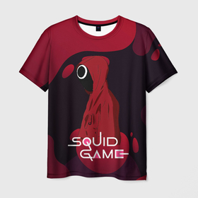 Мужская футболка 3D с принтом Игра в кальмара Red   Black в Тюмени, 100% полиэфир | прямой крой, круглый вырез горловины, длина до линии бедер | among us | squid game | выживание | игра в кальмара | кальмар | корейский | корея | хван чжун хо | чо сан
