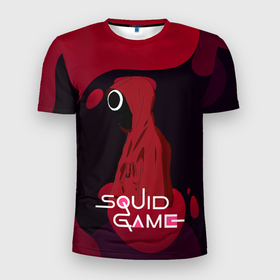Мужская футболка 3D Slim с принтом Игра в кальмара Red   Black в Тюмени, 100% полиэстер с улучшенными характеристиками | приталенный силуэт, круглая горловина, широкие плечи, сужается к линии бедра | among us | squid game | выживание | игра в кальмара | кальмар | корейский | корея | хван чжун хо | чо сан