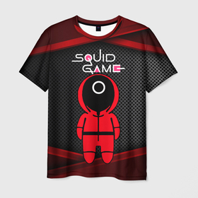 Мужская футболка 3D с принтом Игра в кальмара   3D плиты в Тюмени, 100% полиэфир | прямой крой, круглый вырез горловины, длина до линии бедер | among us | squid game | выживание | игра в кальмара | кальмар | корейский | корея | хван чжун хо | чо сан
