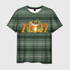 Мужская футболка 3D с принтом Новый Год 2022   Год тигра в Петрозаводске, 100% полиэфир | прямой крой, круглый вырез горловины, длина до линии бедер | 2022 | год тигра | новый год | новый год 2022 | символ года | тигр | тигренок | тигрица | тигры