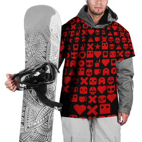 Накидка на куртку 3D с принтом Любовь, смерть и роботы пиктограммы в Кировске, 100% полиэстер |  | Тематика изображения на принте: любовь | мульфильм | пиктограмма