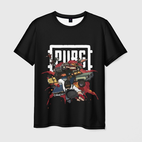 Мужская футболка 3D с принтом PUBG BATTLE , 100% полиэфир | прямой крой, круглый вырез горловины, длина до линии бедер | battle royal | playerunknowns battlegrounds | pubg | пабг | пубг