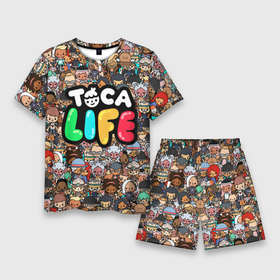 Мужской костюм с шортами 3D с принтом Toca Boca game | Тока бока в Петрозаводске,  |  | toca boca | детская игра | игра | лого | логотип | персонажи | прикоснуться ко рту | тока бока