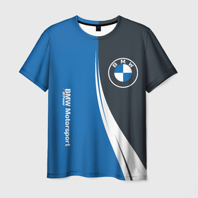 Мужская футболка 3D с принтом BMW (NEW LOGO) в Петрозаводске, 100% полиэфир | прямой крой, круглый вырез горловины, длина до линии бедер | Тематика изображения на принте: auto | bmw | car | race | авто | автоспорт | бмв | гонки | лого | марка | машина | тачка | трасса