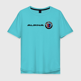 Мужская футболка хлопок Oversize с принтом Alpina в Новосибирске, 100% хлопок | свободный крой, круглый ворот, “спинка” длиннее передней части | авто | альпина | знак | марка | машина