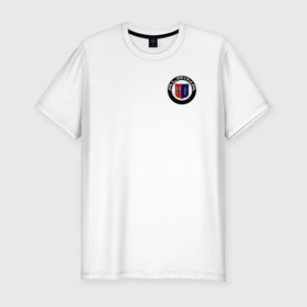 Мужская футболка хлопок Slim с принтом Alpina BMW в Тюмени, 92% хлопок, 8% лайкра | приталенный силуэт, круглый вырез ворота, длина до линии бедра, короткий рукав | Тематика изображения на принте: авто | значок | логотип | марка | машина