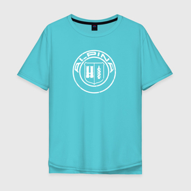 Мужская футболка хлопок Oversize с принтом Лого Alpina в Екатеринбурге, 100% хлопок | свободный крой, круглый ворот, “спинка” длиннее передней части | Тематика изображения на принте: альпина | круг | лого | марка | машина