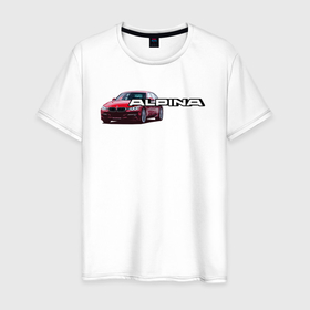 Мужская футболка хлопок с принтом Авто BMW Alpina в Кировске, 100% хлопок | прямой крой, круглый вырез горловины, длина до линии бедер, слегка спущенное плечо. | авто | альпина | марка | машина | надпись
