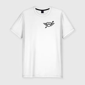 Мужская футболка хлопок Slim с принтом logo Mini в Курске, 92% хлопок, 8% лайкра | приталенный силуэт, круглый вырез ворота, длина до линии бедра, короткий рукав | авто | купер | маниша | марка | мини