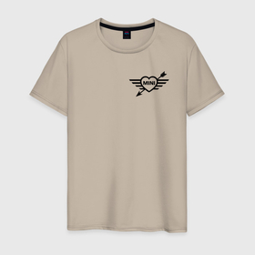 Мужская футболка хлопок с принтом logo Mini в Курске, 100% хлопок | прямой крой, круглый вырез горловины, длина до линии бедер, слегка спущенное плечо. | авто | купер | маниша | марка | мини