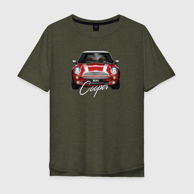 Мужская футболка хлопок Oversize с принтом Авто Mini Cooper в Кировске, 100% хлопок | свободный крой, круглый ворот, “спинка” длиннее передней части | авто | машина | мини | надпись | фары