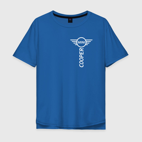 Мужская футболка хлопок Oversize с принтом Mini cooper. в Новосибирске, 100% хлопок | свободный крой, круглый ворот, “спинка” длиннее передней части | Тематика изображения на принте: авто | значок | логотип | марка | надпись