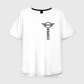 Мужская футболка хлопок Oversize с принтом mini COOPER авто в Кировске, 100% хлопок | свободный крой, круглый ворот, “спинка” длиннее передней части | авто | значок | лого | мини | надпись