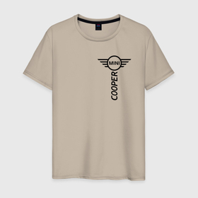 Мужская футболка хлопок с принтом mini COOPER авто в Кировске, 100% хлопок | прямой крой, круглый вырез горловины, длина до линии бедер, слегка спущенное плечо. | Тематика изображения на принте: авто | значок | лого | мини | надпись