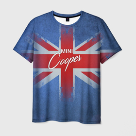 Мужская футболка 3D с принтом Mini cooper Великобритания в Екатеринбурге, 100% полиэфир | прямой крой, круглый вырез горловины, длина до линии бедер | Тематика изображения на принте: авто | великобритания | лого | мини | флаг