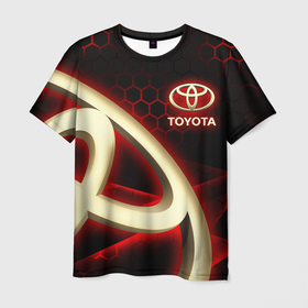 Мужская футболка 3D с принтом Тойота   Toyota в Новосибирске, 100% полиэфир | прямой крой, круглый вырез горловины, длина до линии бедер | camry | corolla | land cruiser | supra | toyota | toyota motor corporation | авто | машина | тойота