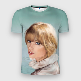 Мужская футболка 3D Slim с принтом Обворожительная Тейлор в Тюмени, 100% полиэстер с улучшенными характеристиками | приталенный силуэт, круглая горловина, широкие плечи, сужается к линии бедра | music | pop music | taylor swift | музыка | поп | попса | тейлор свифт
